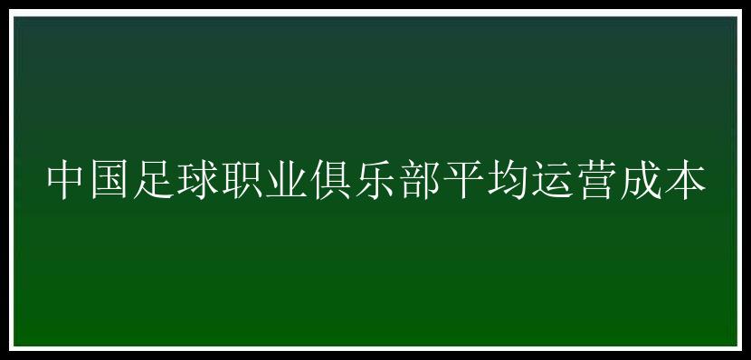 中国足球职业俱乐部平均运营成本