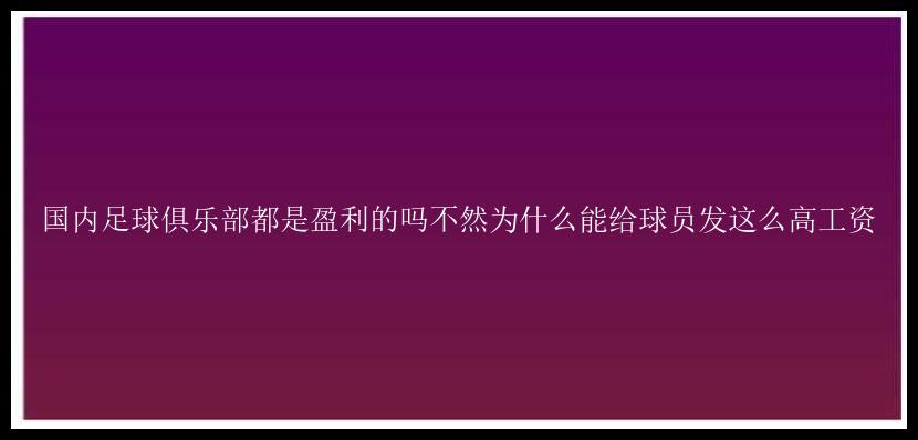 国内足球俱乐部都是盈利的吗不然为什么能给球员发这么高工资