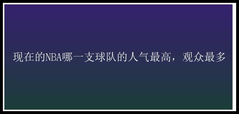 现在的NBA哪一支球队的人气最高，观众最多