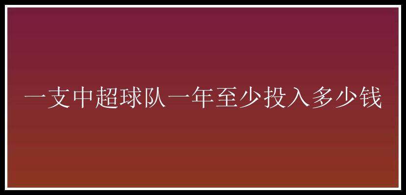 一支中超球队一年至少投入多少钱