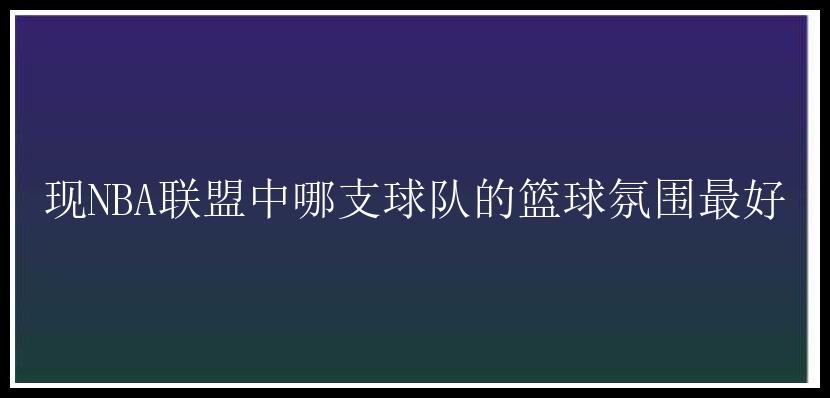 现NBA联盟中哪支球队的篮球氛围最好