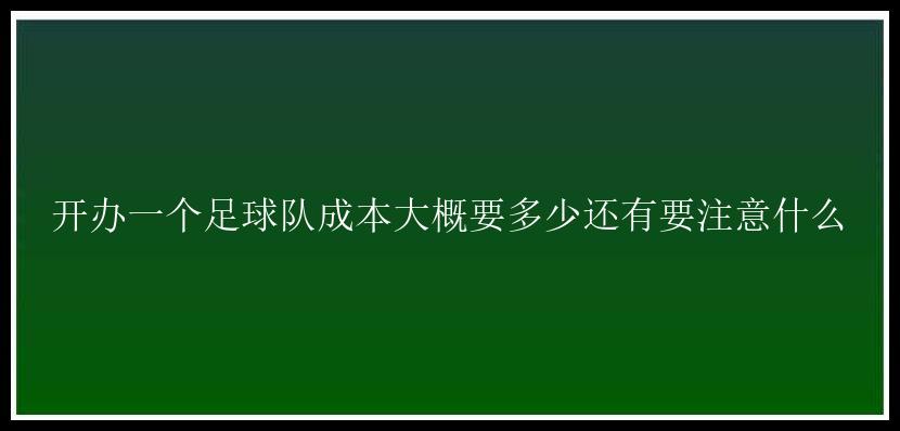 开办一个足球队成本大概要多少还有要注意什么