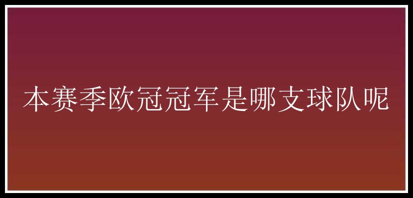 本赛季欧冠冠军是哪支球队呢