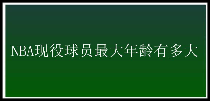 NBA现役球员最大年龄有多大