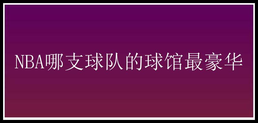 NBA哪支球队的球馆最豪华