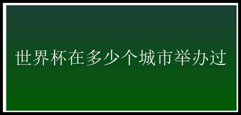 世界杯在多少个城市举办过