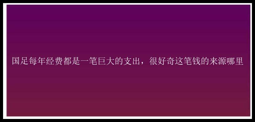 国足每年经费都是一笔巨大的支出，很好奇这笔钱的来源哪里