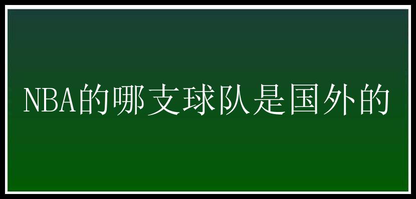 NBA的哪支球队是国外的