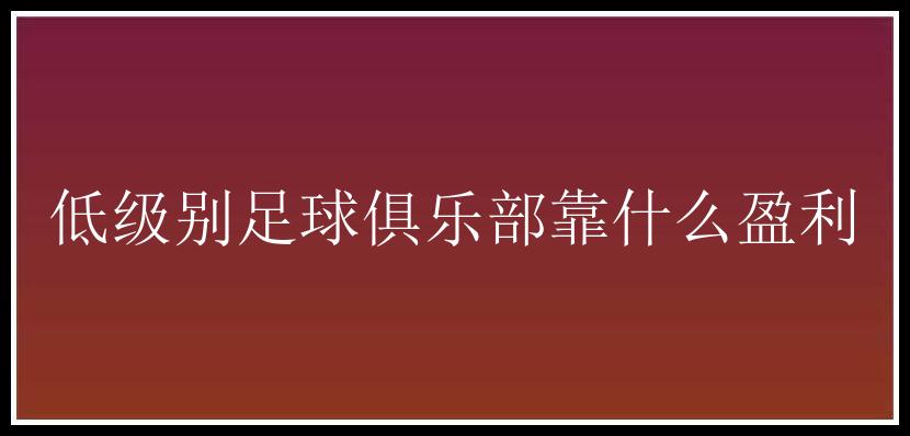 低级别足球俱乐部靠什么盈利