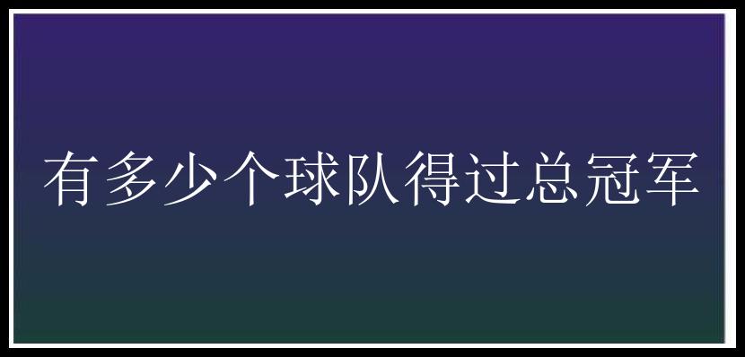 有多少个球队得过总冠军