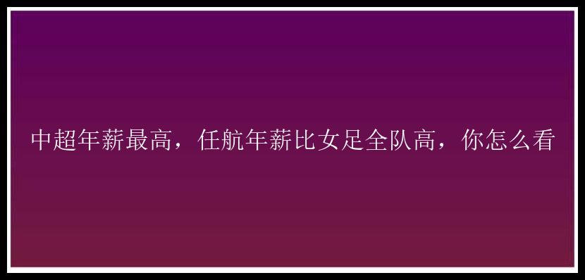 中超年薪最高，任航年薪比女足全队高，你怎么看