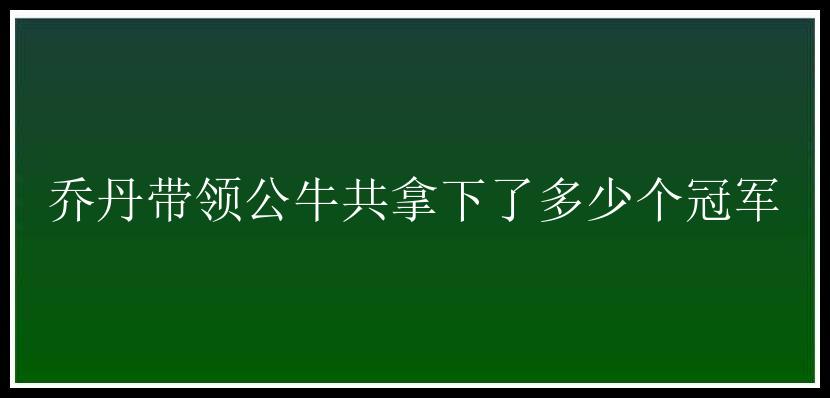 乔丹带领公牛共拿下了多少个冠军