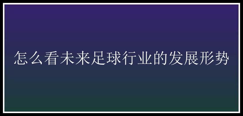 怎么看未来足球行业的发展形势