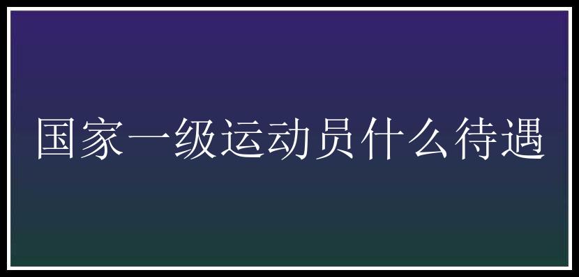 国家一级运动员什么待遇