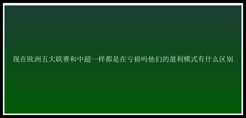 现在欧洲五大联赛和中超一样都是在亏损吗他们的盈利模式有什么区别