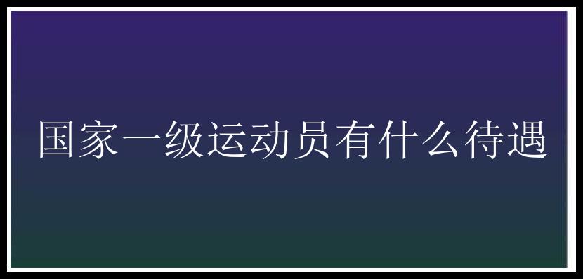 国家一级运动员有什么待遇