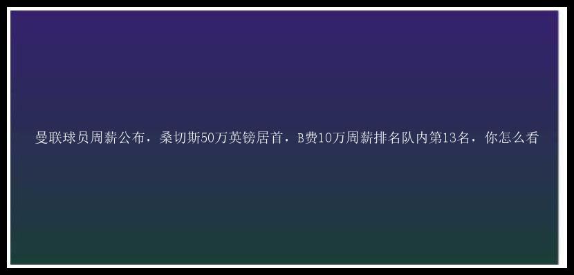 曼联球员周薪公布，桑切斯50万英镑居首，B费10万周薪排名队内第13名，你怎么看