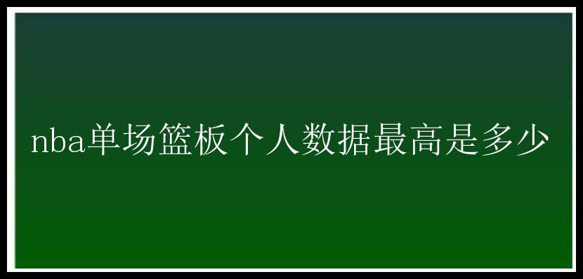 nba单场篮板个人数据最高是多少