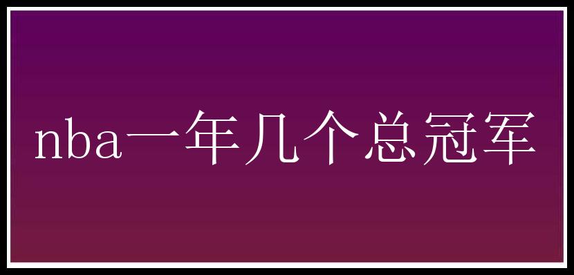 nba一年几个总冠军