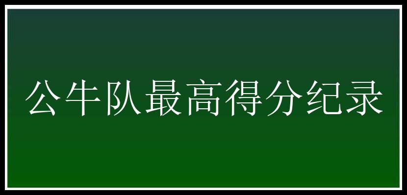 公牛队最高得分纪录