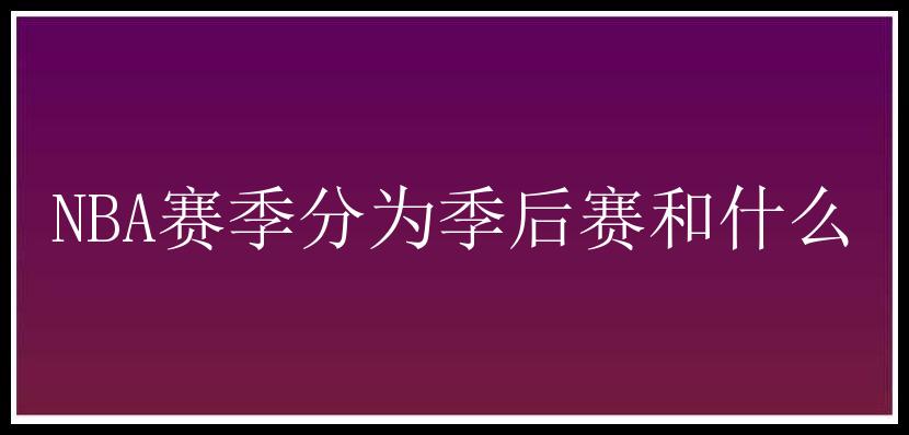 NBA赛季分为季后赛和什么