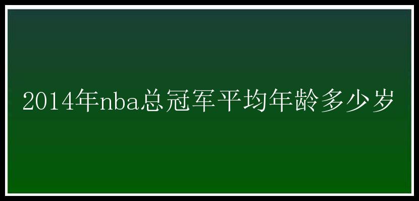 2014年nba总冠军平均年龄多少岁