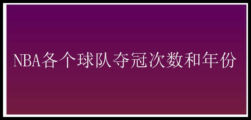 NBA各个球队夺冠次数和年份