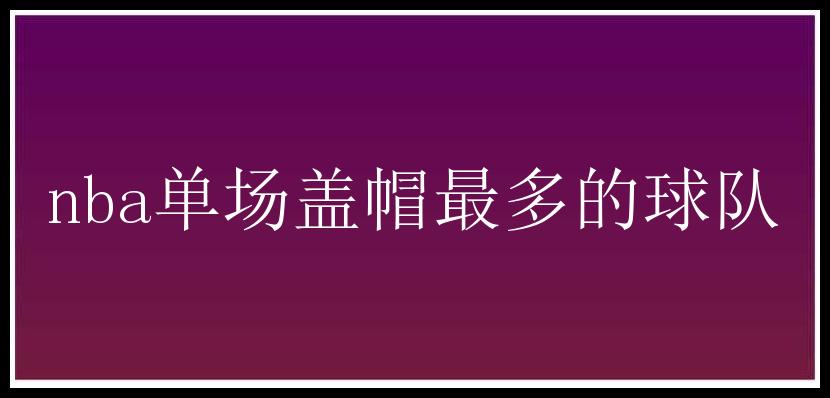 nba单场盖帽最多的球队