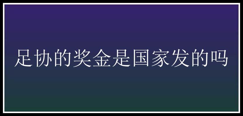 足协的奖金是国家发的吗