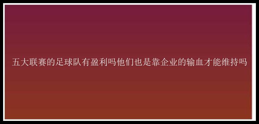 五大联赛的足球队有盈利吗他们也是靠企业的输血才能维持吗