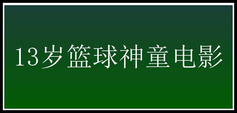 13岁篮球神童电影