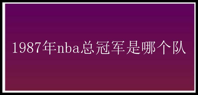 1987年nba总冠军是哪个队