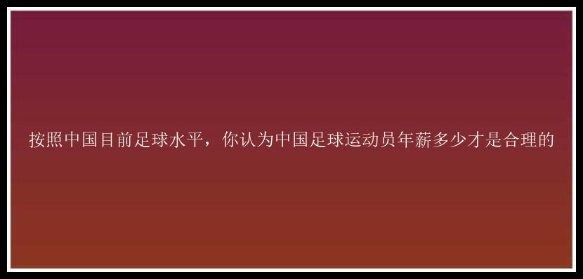 按照中国目前足球水平，你认为中国足球运动员年薪多少才是合理的