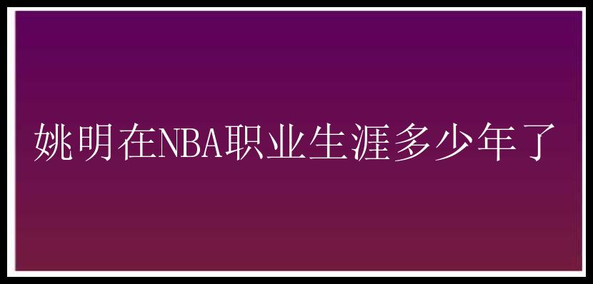 姚明在NBA职业生涯多少年了