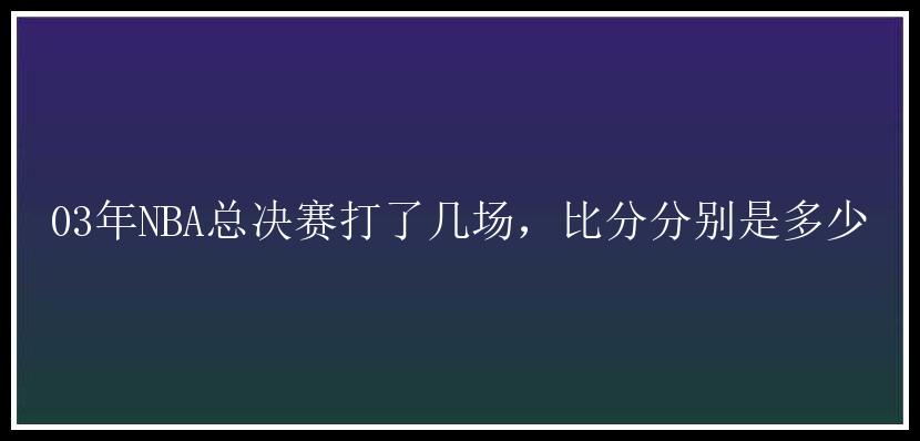 03年NBA总决赛打了几场，比分分别是多少