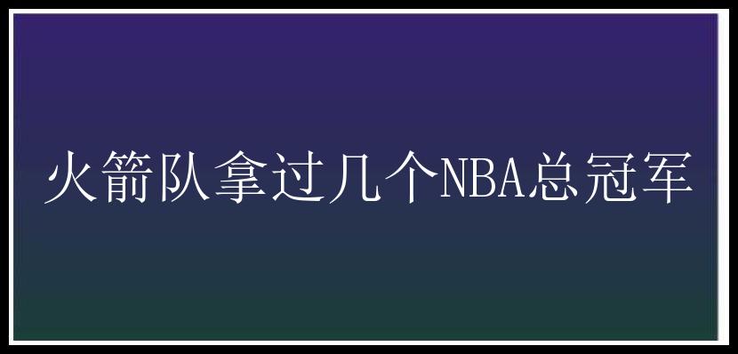 火箭队拿过几个NBA总冠军