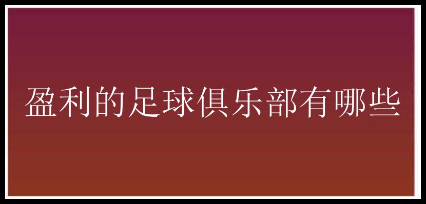 盈利的足球俱乐部有哪些