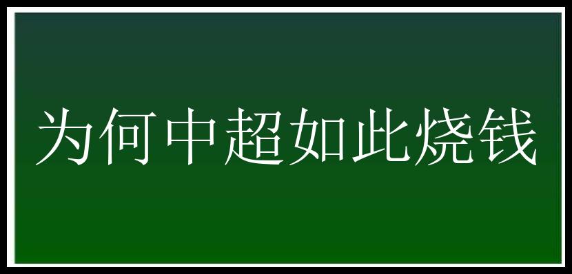 为何中超如此烧钱