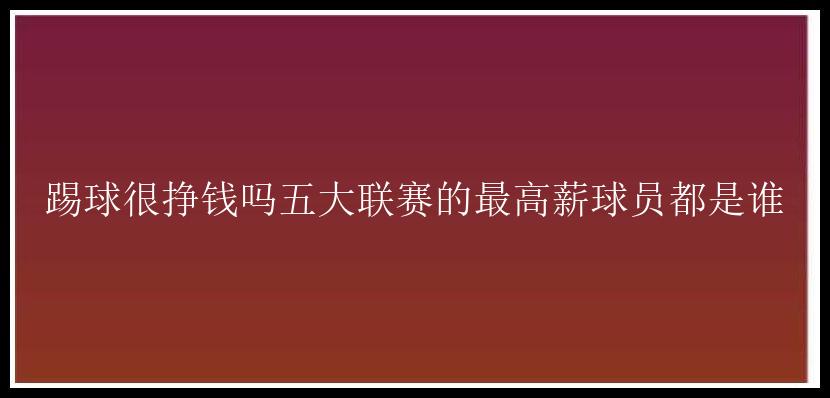 踢球很挣钱吗五大联赛的最高薪球员都是谁