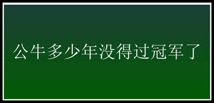 公牛多少年没得过冠军了