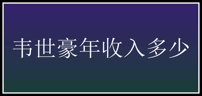 韦世豪年收入多少