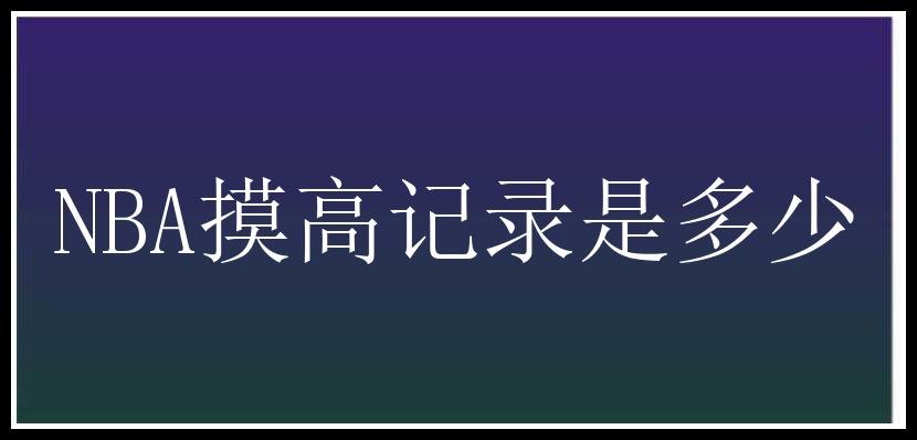 NBA摸高记录是多少