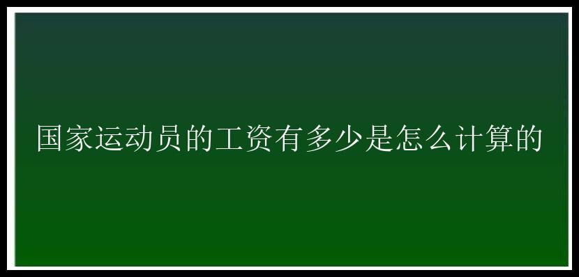 国家运动员的工资有多少是怎么计算的