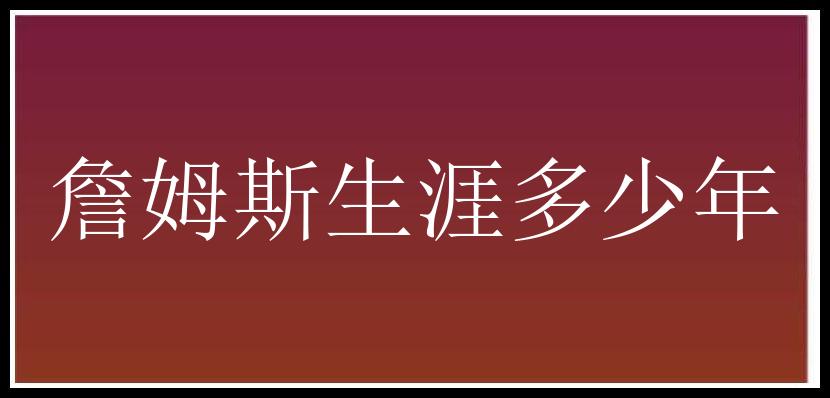 詹姆斯生涯多少年