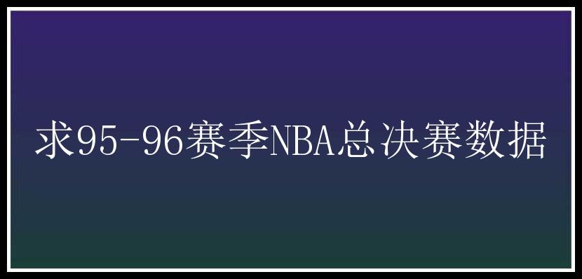 求95-96赛季NBA总决赛数据