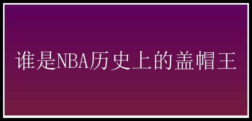 谁是NBA历史上的盖帽王