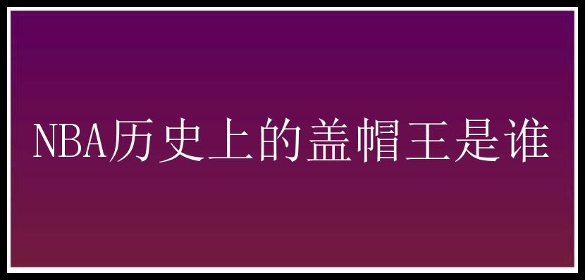 NBA历史上的盖帽王是谁