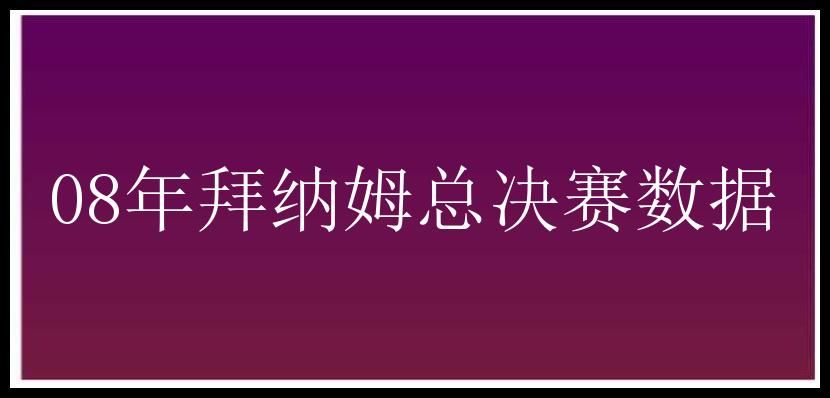 08年拜纳姆总决赛数据