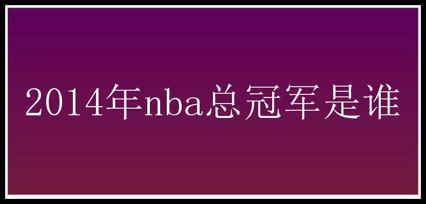 2014年nba总冠军是谁