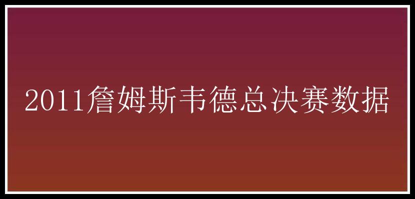 2011詹姆斯韦德总决赛数据